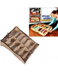 Organizador De Zapato De 12 Celdas Bajo La Cama Caja De Almacenamiento Plegable Pixnor - Marrón - Envío Gratuito