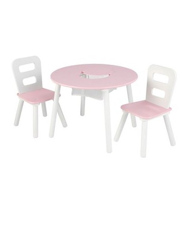 Set mesa redonda infantil y 2 sillas blanco/rosa KidKraft - Envío Gratuito