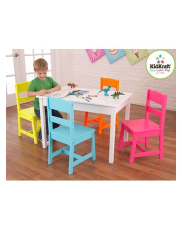 Set mesa y 4 sillas infantil colores brillantes KidKraft - Envío Gratuito