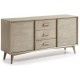 Aparador Credenza Comoda, Vintage home Designe, Fernanda, Madera de Pino 3 Cajones 2 Puertas- Gris - Envío Gratuito