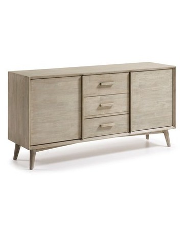 Aparador Credenza Comoda, Vintage home Designe, Fernanda, Madera de Pino 3 Cajones 2 Puertas- Gris - Envío Gratuito