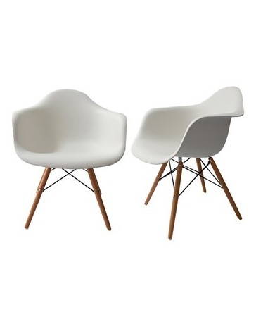 Juego de 2 Sillas estilo Eames con brazo 135 Color Blanco modelo PAR135 Blanco - Envío Gratuito