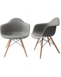 Juego de 2 Sillas estilo Eames con brazo 135 Color gris modelo PAR135 gris - Envío Gratuito