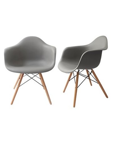 Juego de 2 Sillas estilo Eames con brazo 135 Color gris modelo PAR135 gris - Envío Gratuito