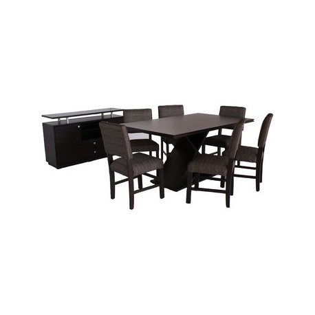 Comedor Moderno Cacia 6 Sillas Con Buffet Fabou Muebles - Envío Gratuito