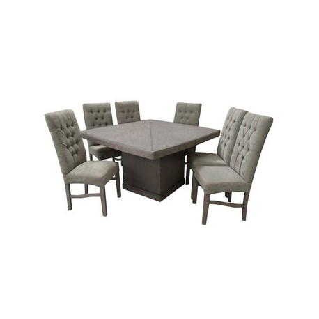 Comedor Hesper 6 Sillas Capitonadas Fabou Muebles - Gris Vintage - Envío Gratuito