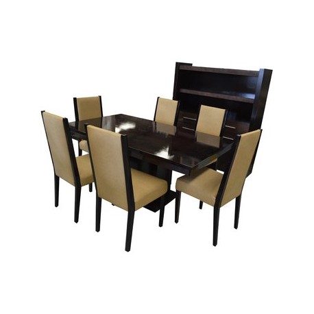 Comedor Moderno Praga 6 Sillas Con Vitrina Fabou Muebles - Envío Gratuito