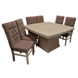 Comedor Hesper 6 Sillas Capitonadas Fabou Muebles - - Envío Gratuito