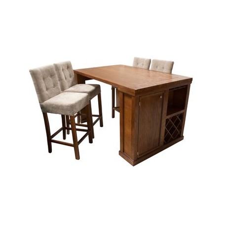 Comedor Karissa 4 Bancos Fabou Muebles - Caoba - Envío Gratuito