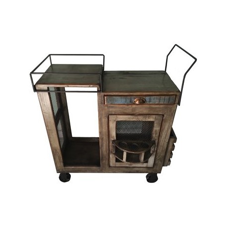 Carrito De Servicio Madera, Vintage Home Designe, Toledo, Movible Con Ruedas De Hierro Doble Vista, Porta Vasos Giratorio - Enví