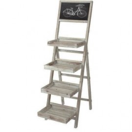 Escalera Tipo Escalera Con Pizarra, Vintage Home Designe, Matise, Repisas Abatibles Acabado Vintage- Gris Niebla - Envío Gratuit