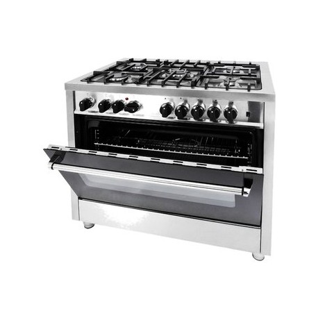 Estufa Parrilla Tekhno-home 90 Cm Horno 5 Quemadores Isla-Plata - Envío Gratuito