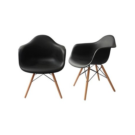 Juego de 2 Sillas estilo Eames con brazo 135 Color Negro modelo PAR135 Negro - Envío Gratuito