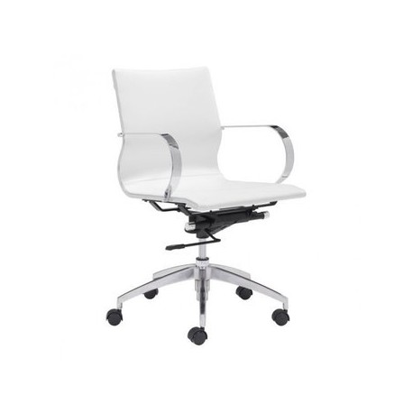 Silla de oficina marca Zuo modelo Glider espalda baja - blanco , 100375 - Envío Gratuito