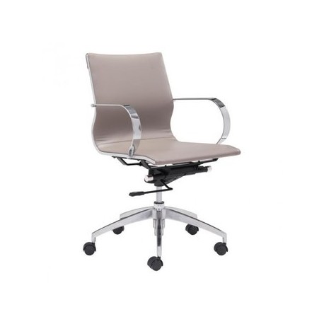 Silla de oficina marca Zuo modelo Glider espalda baja - cafe claro / 100376 - Envío Gratuito