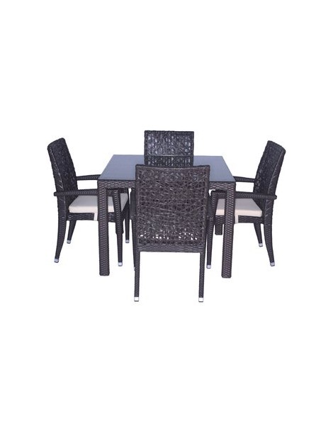 Comedor Cuadrado Silla Con Descansa Brazos H & G Viena G55851W 5 Pzas-Chocolate - Envío Gratuito