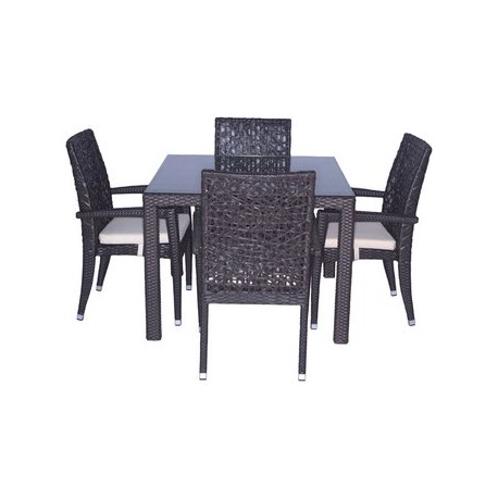 Comedor Cuadrado Silla Con Descansa Brazos H & G Viena G55851W 5 Pzas-Chocolate - Envío Gratuito