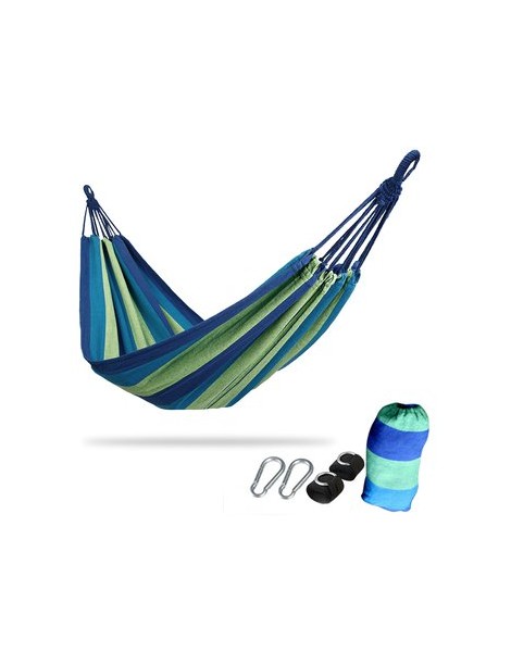 Hamaca 200x80cm Sola Persona Al Aire Libre Camping Ocio Cuelga Cama Viajes De Camping Swing-Rayas Azules - Envío Gratuito