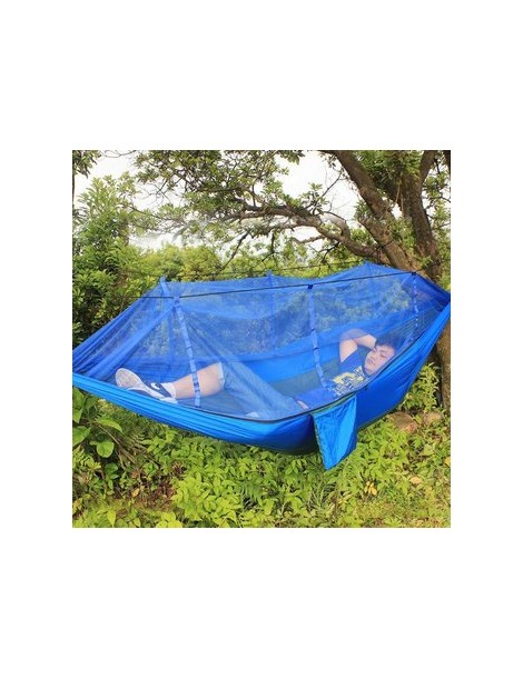 Portátil dormir Mosquitera hamaca colgantes al aire libre que acampa yendo azul y gris - Envío Gratuito