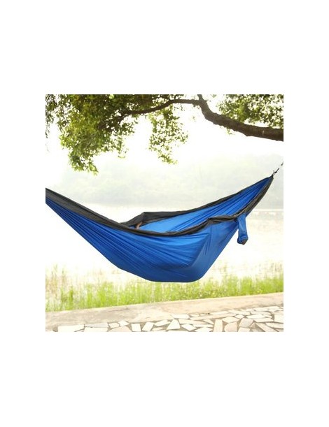 Hamaca Doble De Paracaída Cama Colgante Al Aire Libre De Nylon Camping, AzulmasGris - Envío Gratuito
