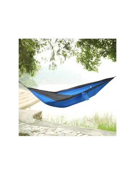 Hamaca De Paracaída Cama Colgante Al Aire Libre De Nylon Camping Para Una Persona, Azul mas Gris - Envío Gratuito