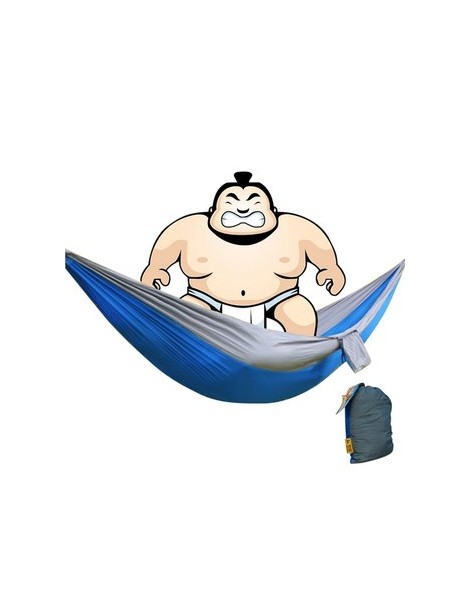 Hamaca de Tela, cama colgante para acampar al aire libre , viajes, 220 por  100 cm - azul mas  gris - Envío Gratuito