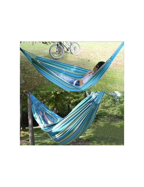 EH Rayada azul hamaca de algodón doble espesar (fortalecimiento nudo tejido)-Azul - Envío Gratuito