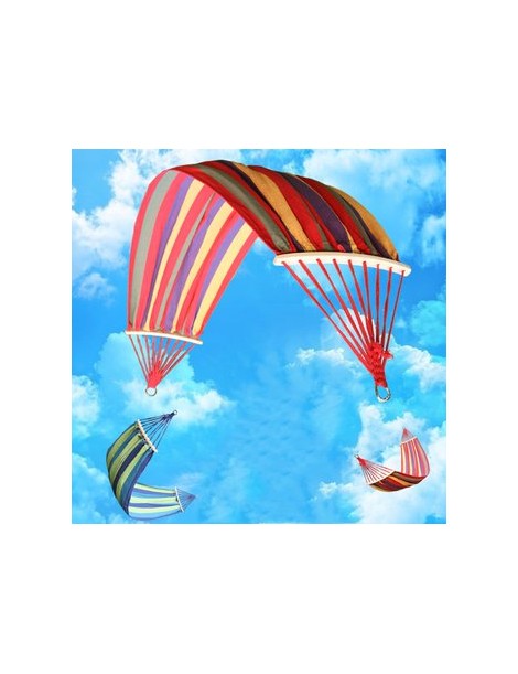 ER Lona de rayas multicolores sola hamaca oscilación cama para dormir Barra de extensión 190x80cm-rojo - Envío Gratuito