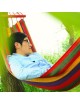 ER Lona de rayas multicolores sola hamaca oscilación cama para dormir Barra de extensión 190x80cm-rojo - Envío Gratuito