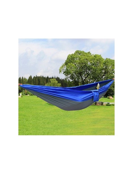 Portátil De Tela De Nylon De Paracaídas Hamaca Para Acampar Al Aire Libre Del Viaje-azul Y Gris - Envío Gratuito