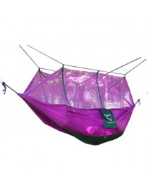 MagiDeal Doble árbol De La Hamaca Del Patio 2person Cama Columpio Al Aire Libre Con La Red De Mosquito Púrpura - Envío Gratuito
