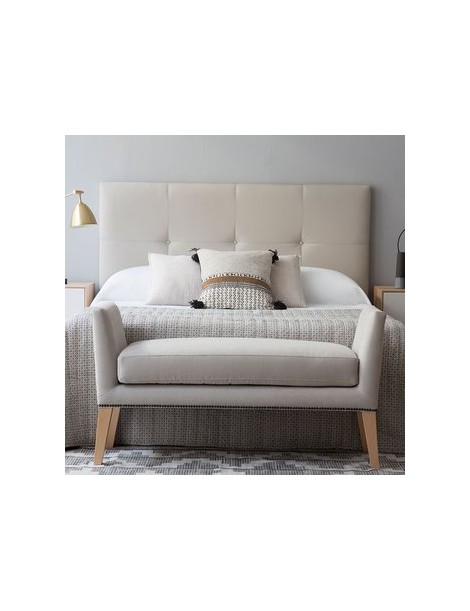 Banco Pie de Cama, Vintage Home Design, Blise, Madera de Pino Tapizada en Tela -Gris - Envío Gratuito