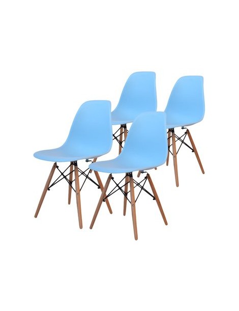 Pack 4 Sillas Estilo Eames Azul Decoracion De Interiores - Envío Gratuito