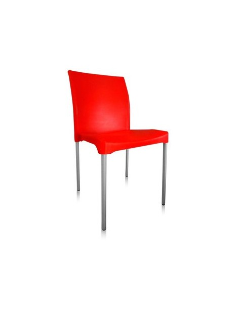 Silla fija de visita plástico aluminio mod. MUNDO JM-Vivanti-Rojo económica - Envío Gratuito