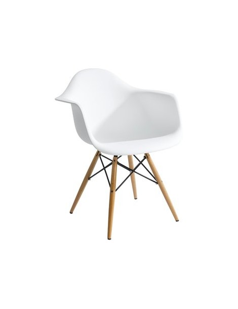 Silla de Comedor Vitrozi Replica Eames Woody Brazo-Blanco - Envío Gratuito