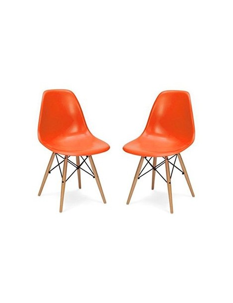 Set 2 Silla Moderna Decorativa De Comedor Eiffel Orange Color Fancierstudio - Envío Gratuito