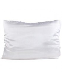 2PCS Funda Protector Almohada Cojín Satén Color Blanco para Cama - Envío Gratuito