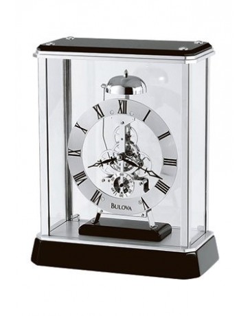 Reloj Bulova de Mesa, Base de Madera Sólida Negra, - Envío Gratuito