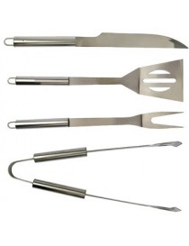 Set BBQ Aluminio. Incluye Espatula, Trinche, Pinzas y Cuchillo. - Envío Gratuito