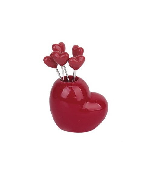 MagiDeal 5pcs De Forma De Corazón Sostenedor De La Fruta Set Tenedor Inoxidable - Envío Gratuito