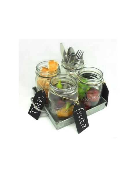 PORTA CUBIERTOS CON CHAROLA MASON JAR. - Envío Gratuito