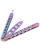 Práctica De Alta Calidad BALISONG BUTTERFLY Steel Trainer Knife With Sheath (Arco Iris) - Envío Gratuito