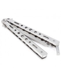 Acero Inoxidable Práctica Mariposa Balisong Entrenador Tren Cuchillo Herramienta Embotada (plata) - Envío Gratuito