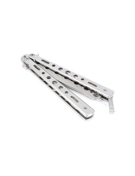 Acero Inoxidable Práctica Mariposa Balisong Entrenador Tren Cuchillo Herramienta Embotada (plata) - Envío Gratuito