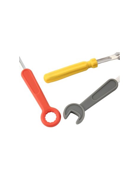 EB Cuchillo Y Cuchara Tenedor De Tres Piezas De Modelado Destornillador Herramientas De Platos-Gris Y Naranja Y Amarillo Y Plata