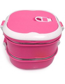 Tupper Para Comida 2 Niveles Cuadrado Easy Go Rosa - Envío Gratuito