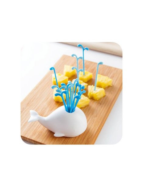 Lindo Blanco Ballena Delfines Cocina Jaula De Pájaros Fruta De Bocadillos Postre Tenedor  6pcs - Envío Gratuito