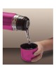 Termo 500 ml con válvula antiderrames tapa rosca/vaso y funda de vinil Wallis F2890516 -Morado - Envío Gratuito