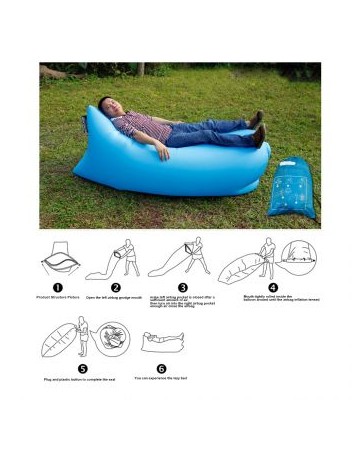 Sofa Cama Lazy Hangout De Aire Inflable Del Saco De Dormir / Sofá / Sofá Cama Para Acampar Al Aire Libre - Azul - Envío Gratuito