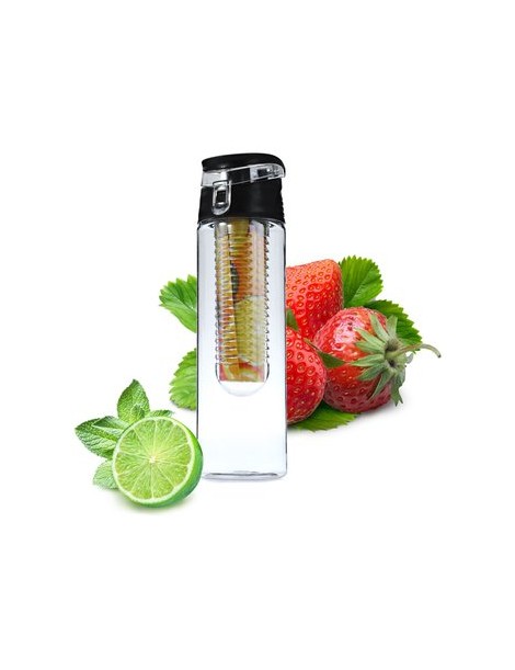 700ML fruta Infusing Infusor la salud del deporte de limón Botella Juguera con tapa abatible Black - Envío Gratuito